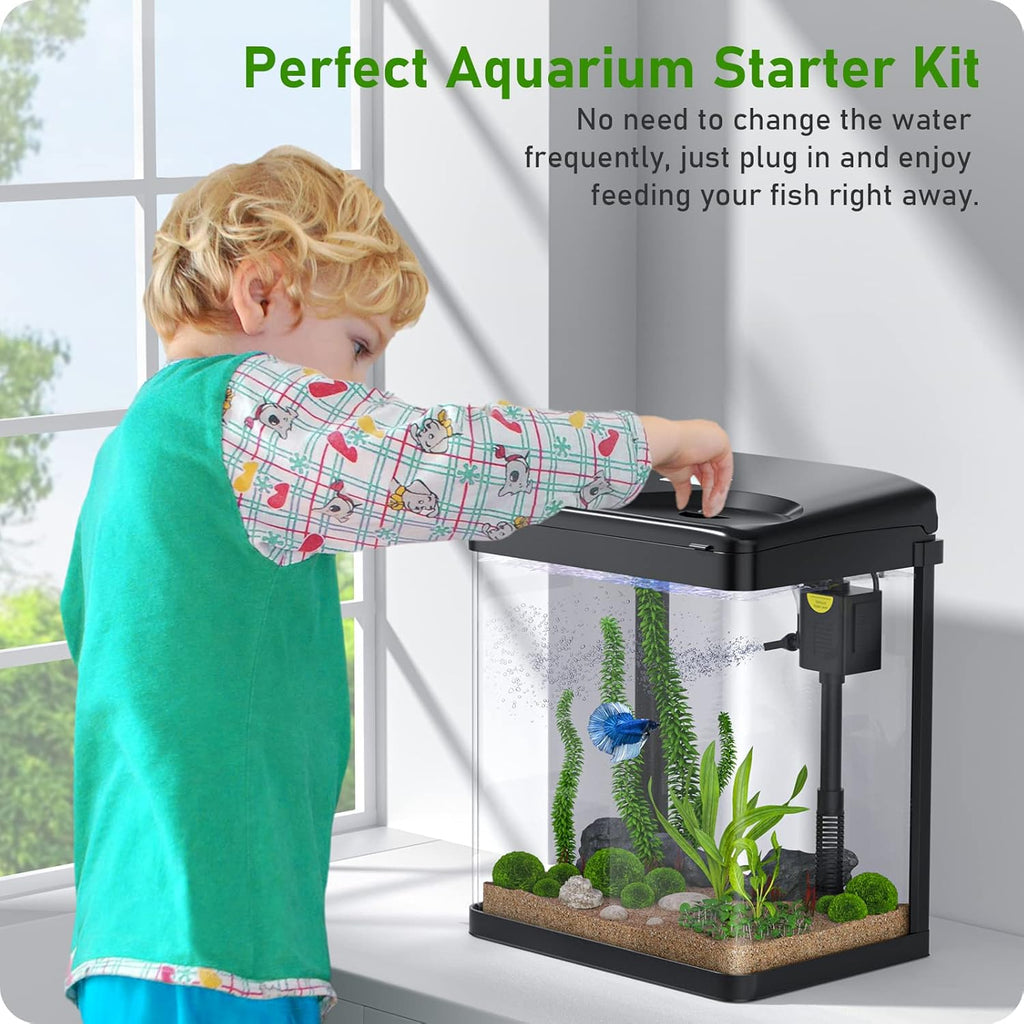 2 Gallon Glass Fish Tank with Filter and Light D832