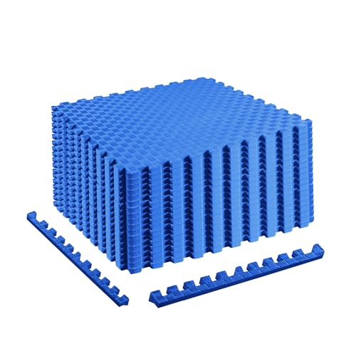 Interlocking Foam Gym Flooring Mat, 1 Inch Thick, 6 Tiles, Black C4472