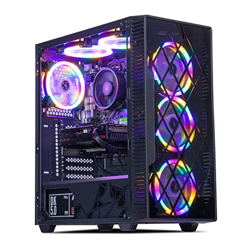 MXZ Gaming PC Desktop Computer, AMD Ryzen 5 4500, RTX 3060,16GB DDR4, NVME 500G SSD, 6RGB Fans, Win 11 Pro Ready, Gamer Desktop Computer(R5 4500| RTX3060)