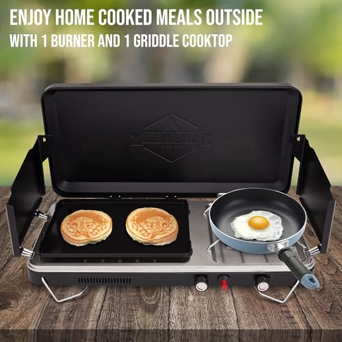 2-in-1 Gas Camping Stove and Griddle with Portable Propane Burner L5161