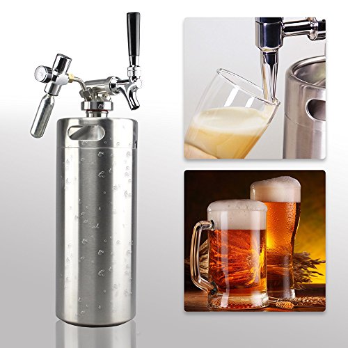 Stainless Steel Mini Keg Dispenser Portable Kegerator Kit with CO2 Regulator T6603