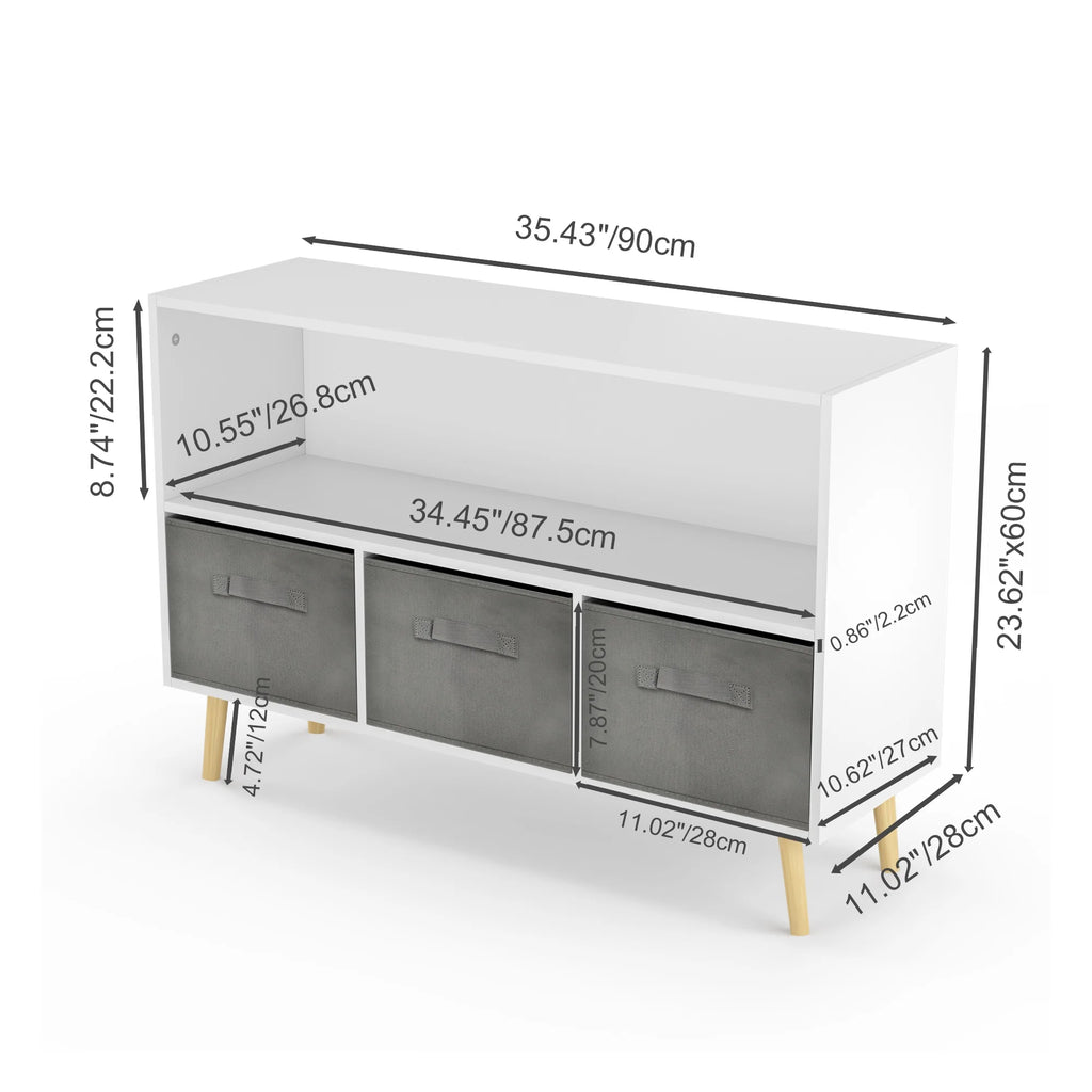 Kids Toy Storage Cabinet with Fabric Drawers Q16707