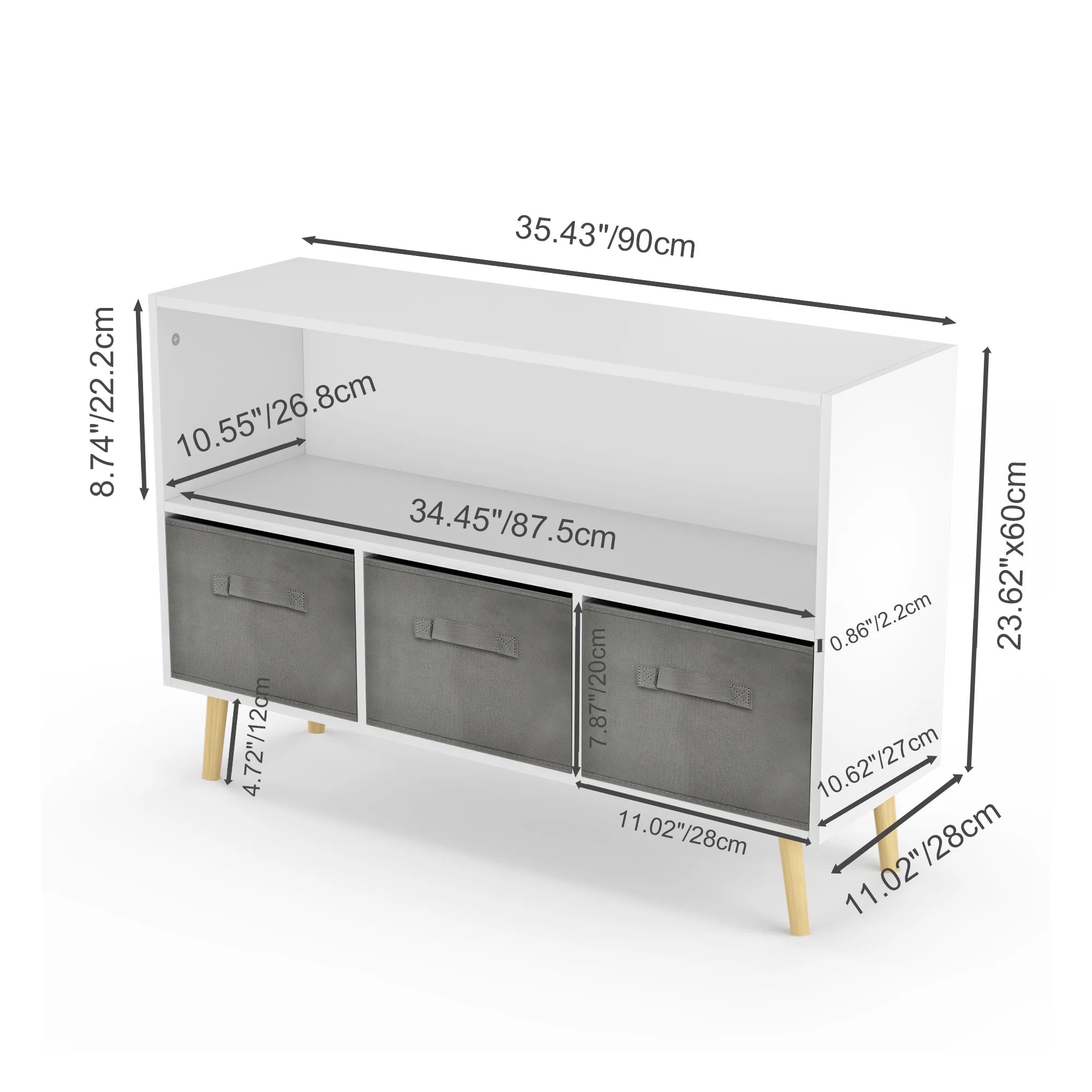 Kids Toy Storage Cabinet with Fabric Drawers Q16707