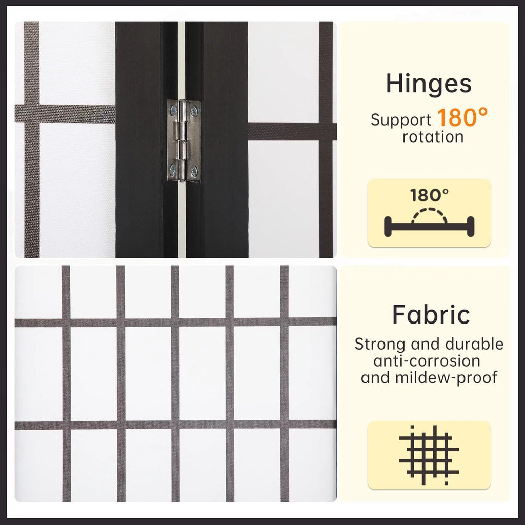 4 Panel Wood Room Dividers Folding Privacy Screen 71" Tall Portable Partition Q384