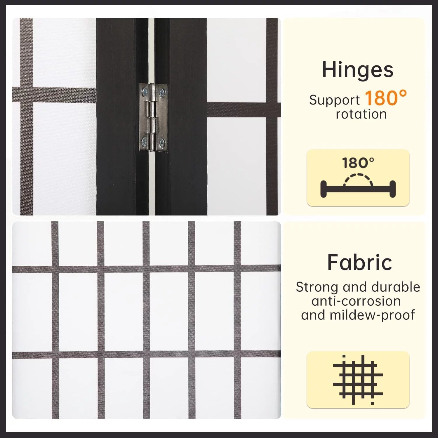 4 Panel Wood Room Dividers Folding Privacy Screen 71" Tall Portable Partition Q384