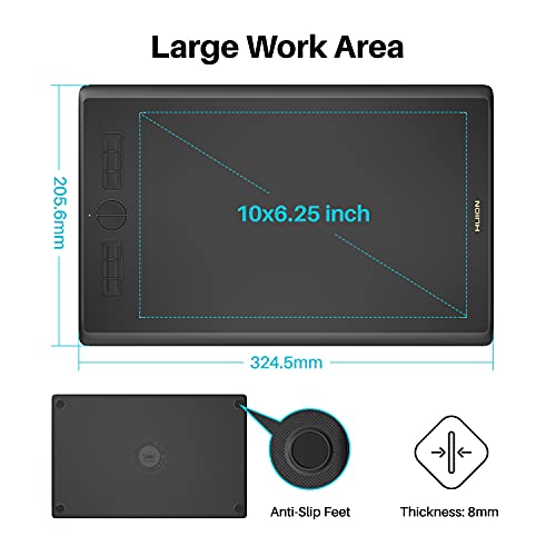 Drawing Tablet with Battery-Free Stylus 8192 Pressure Sensitivity for Digital Art T659484