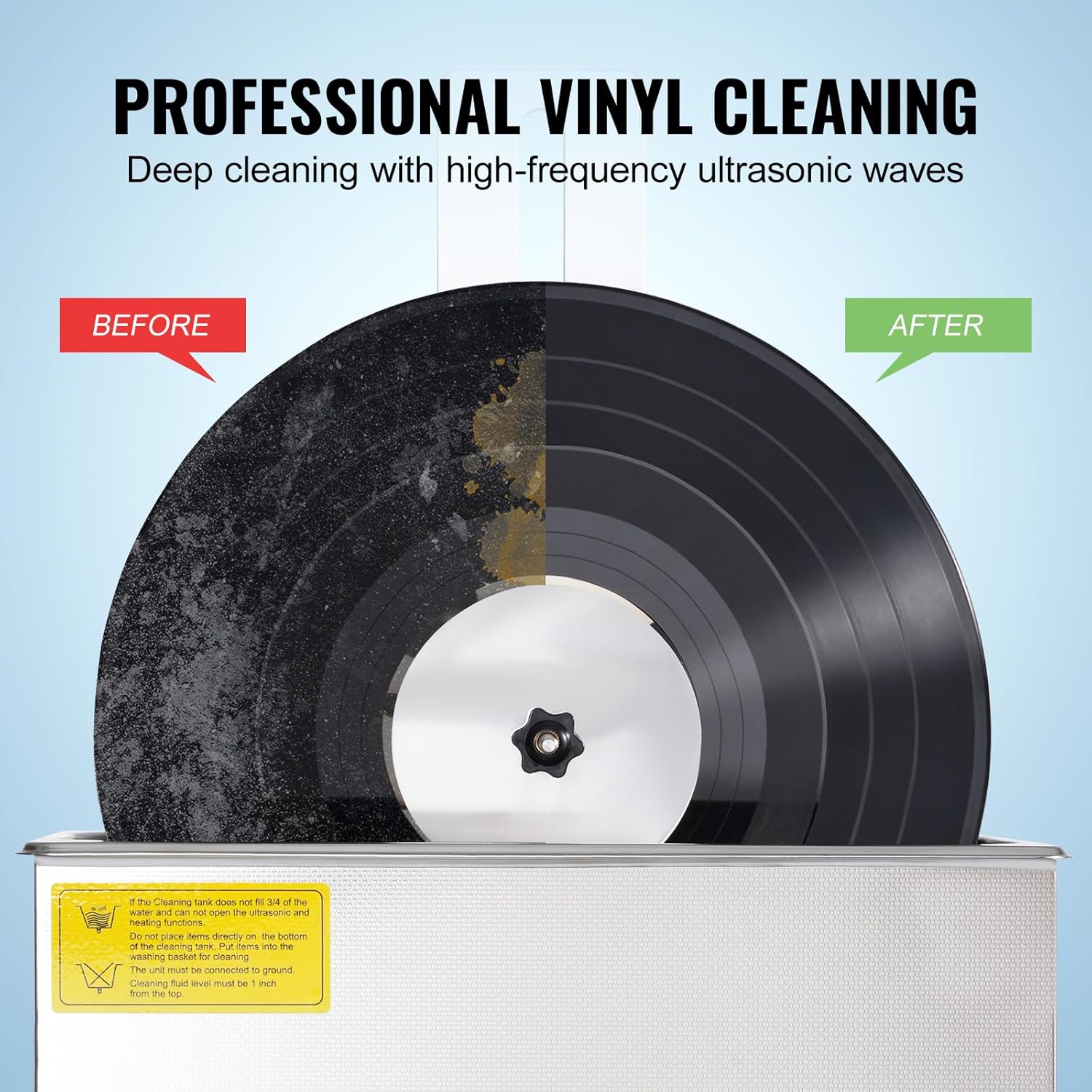Ultrasonic Vinyl Record Cleaner, 6L, 180W with Drying Rack E953052