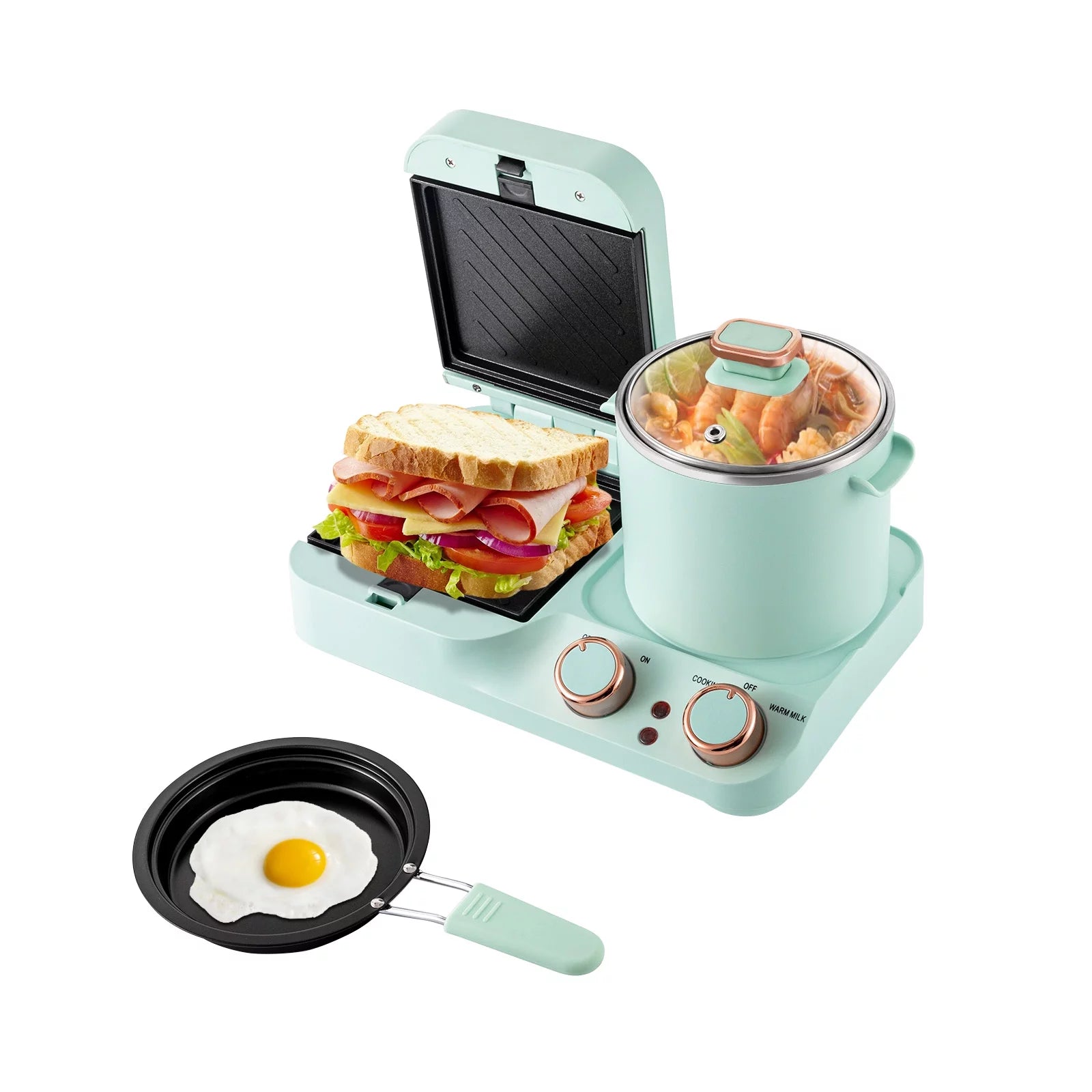 3 in 1 Breakfast Station with Frying Pan, Non-stick Plate, Stockpot A64785