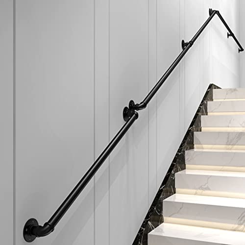 3FT Industrial Staircase Handrail Non-Slip Wall Mount Vintage Grab Bar Black Iron Pipe U17251
