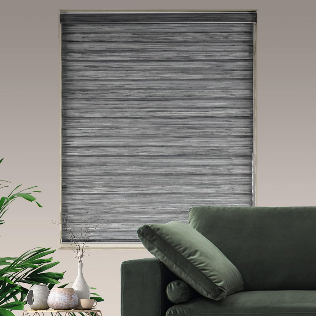 Zebra Window Blinds Dual Layer Roller Shade Grey Z912