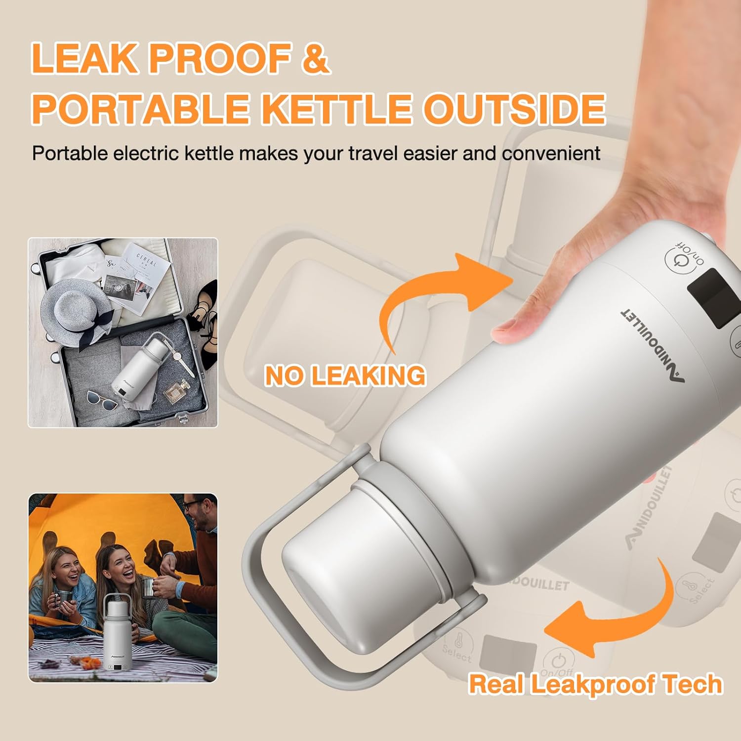 Portable Electric Kettle 1L for Travel Tea Coffee C363