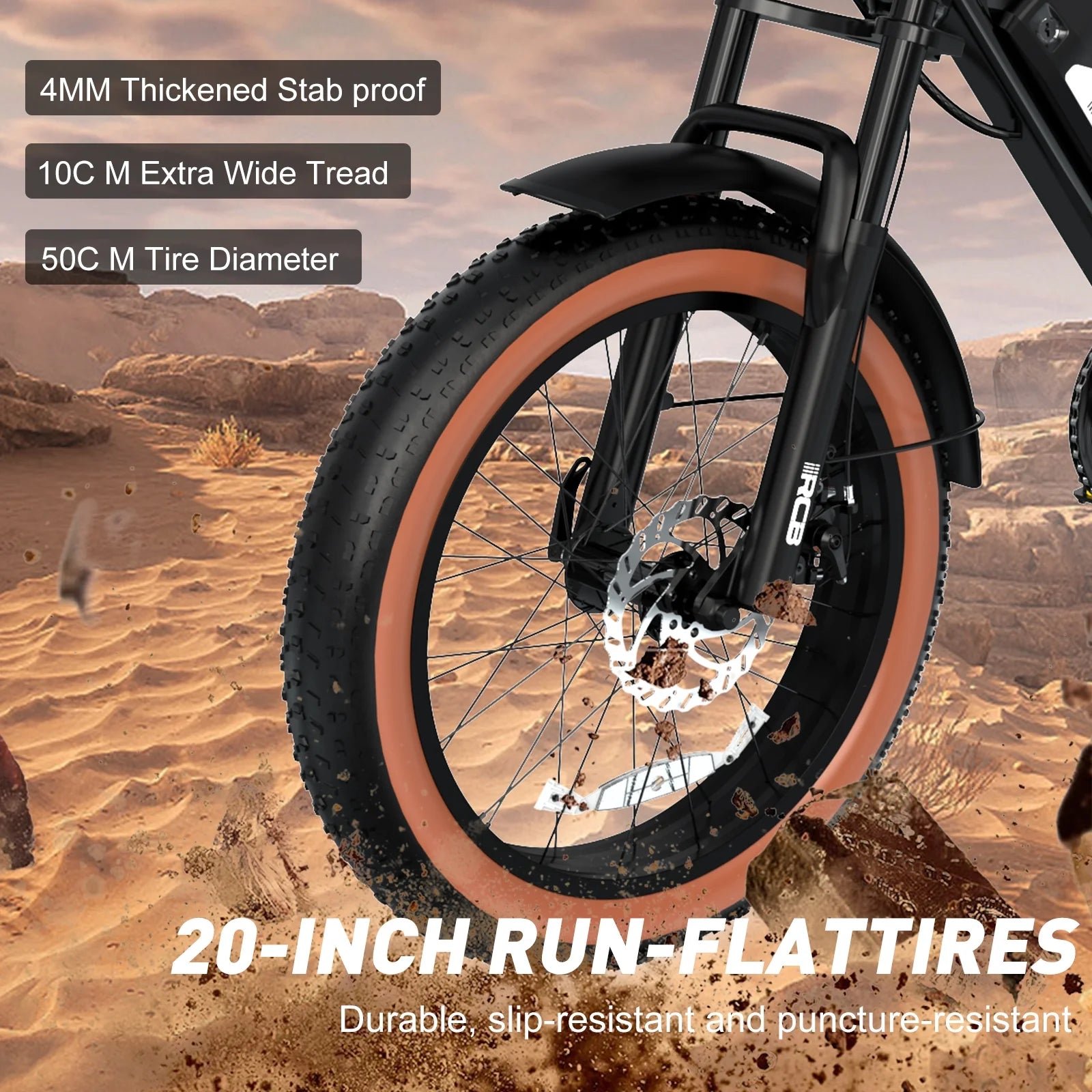 750W Electric Bike for Adults, 48V 15Ah Removable Battery, 20" Fat Tire Mountain Bicycle Q958