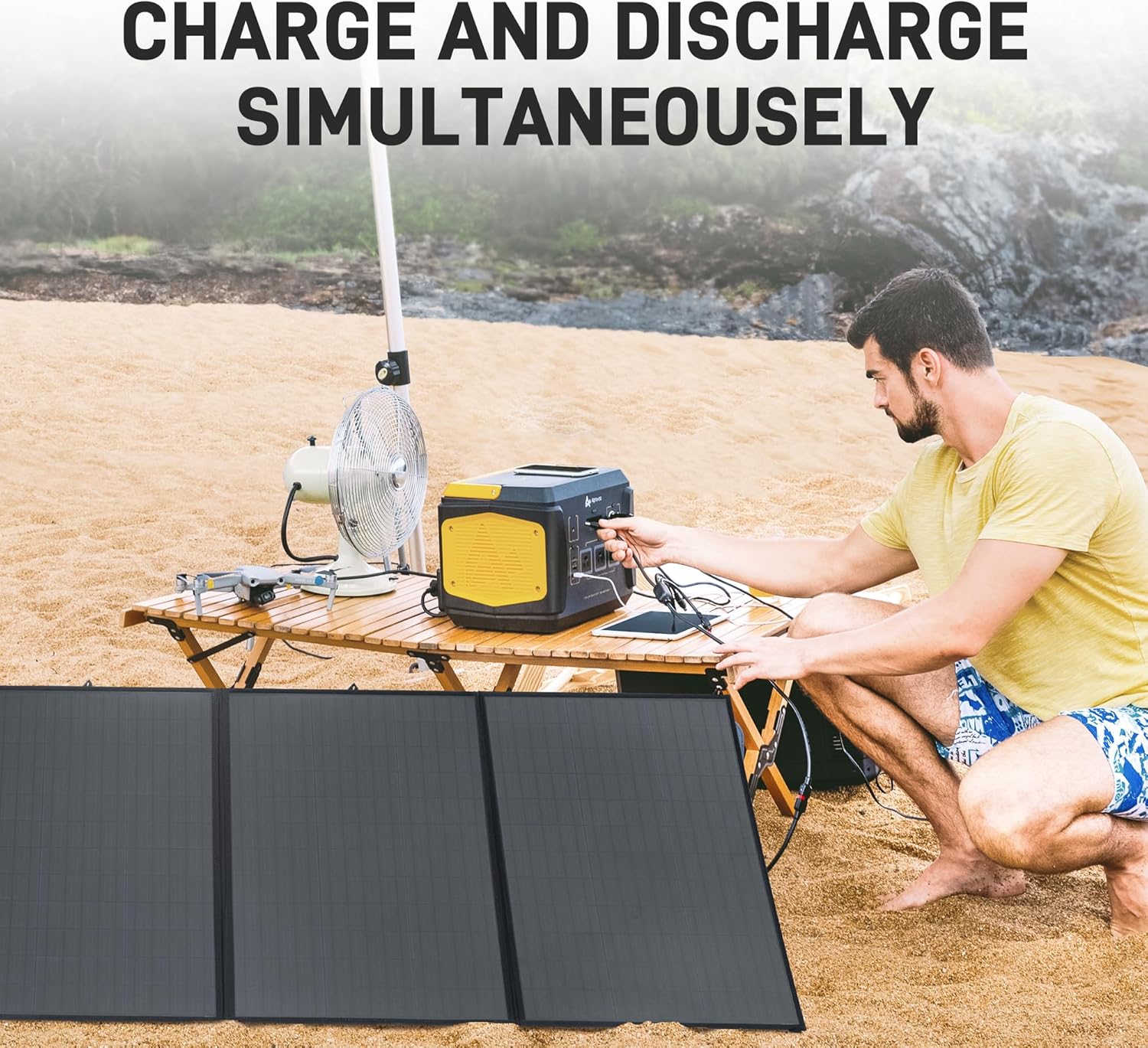 Portable Power Station 1000W Solar Generator 1036.8Wh with 3 AC Outlets P1016
