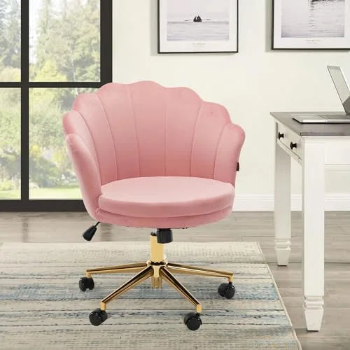 Velvet Swivel Vanity Chair with High Backrest and Wheels N583290