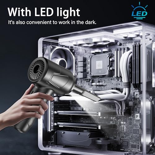 Cordless Air Duster for Cleaning Keyboard PC with 3 Speeds and LED Light P90655