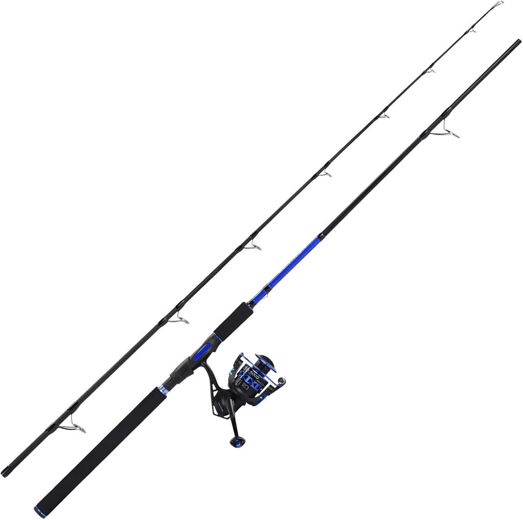 Fishing Rod and Reel Combo, Spinning & Baitcasting, Graphite 2-Piece, Stainless Steel Guides W664918