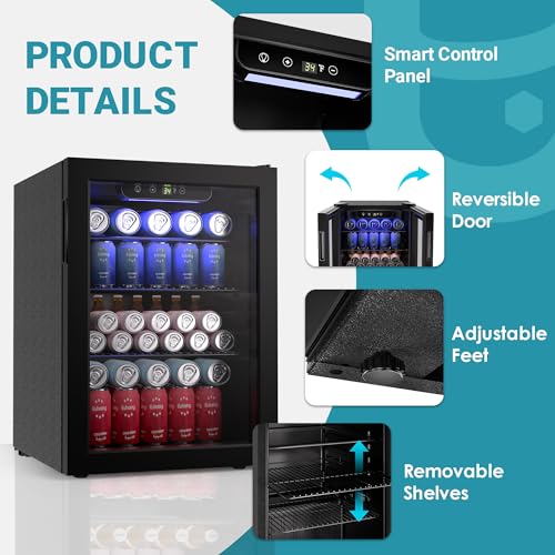 Mini Fridge with Glass Door for Beverages, 2.7 cu.ft C6969