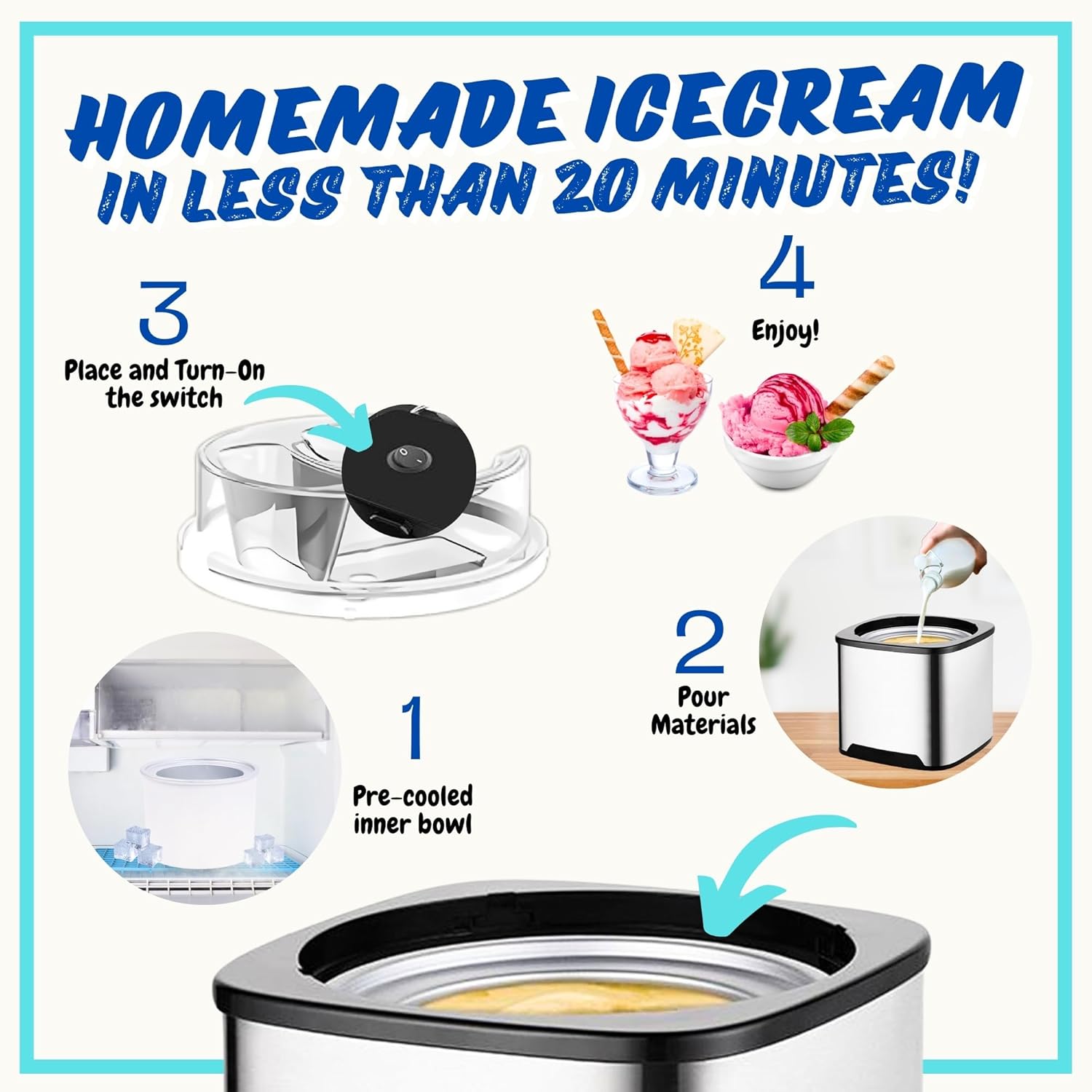 Soft Serve Ice Cream Maker with Scooper for Home N3801