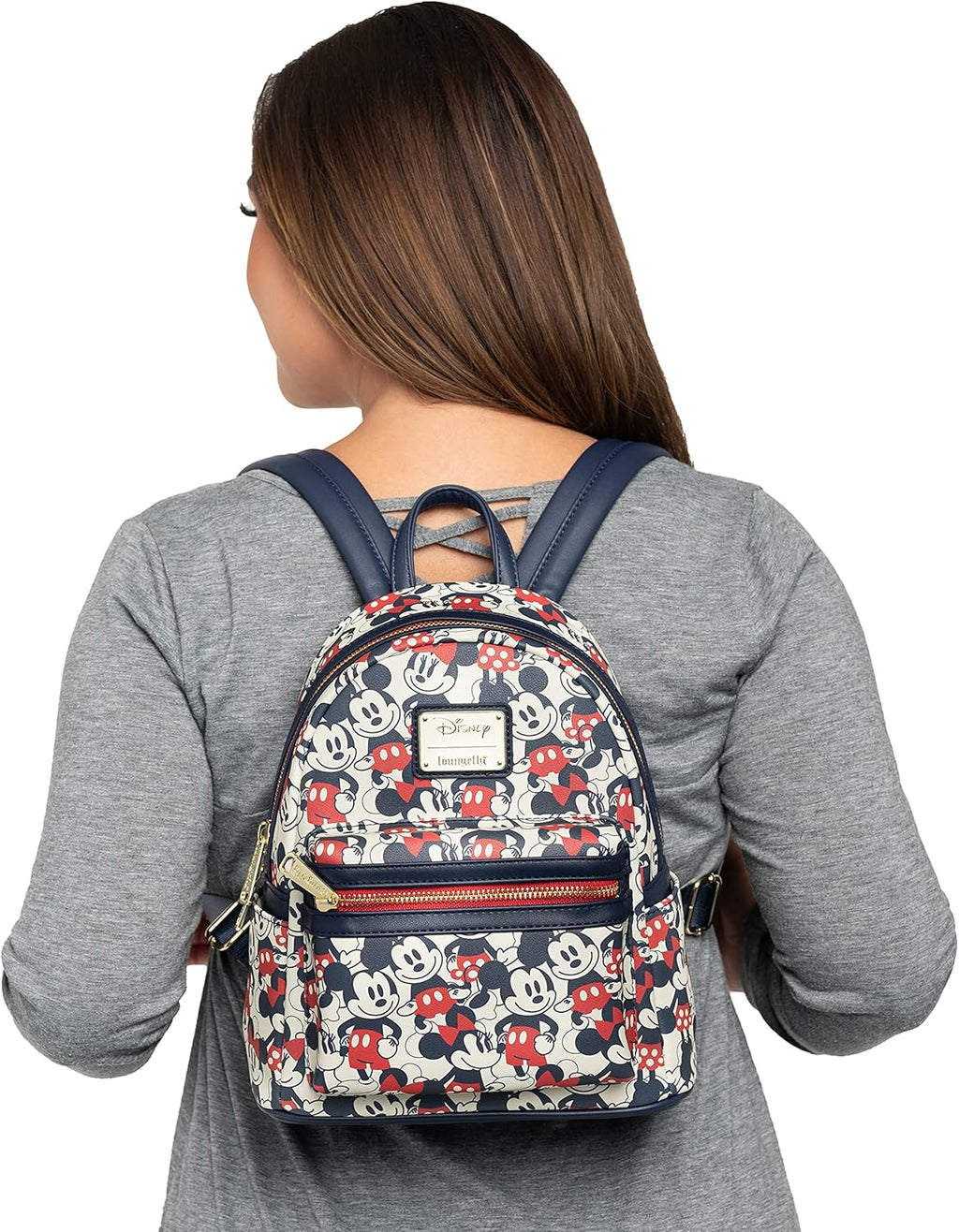 Disney Mickey Mouse Mini Backpack Handbag Red Navy F5528