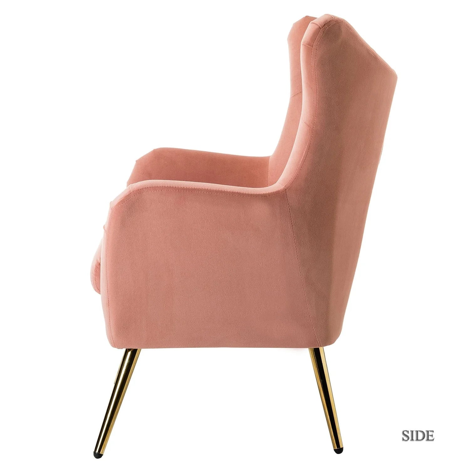 Tufted Velvet Accent Chair with Wingback and Gold Legs B939
