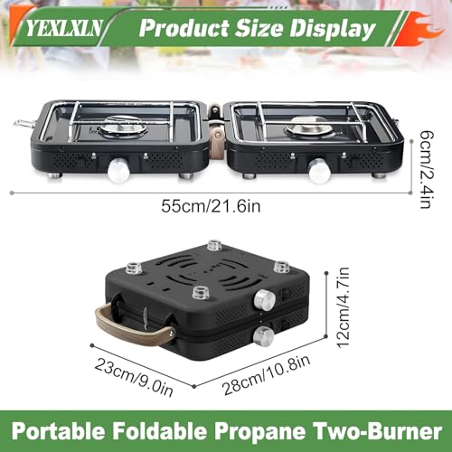 Foldable 2-Burner Camping Stove with Griddle and Carrying Bag Z769