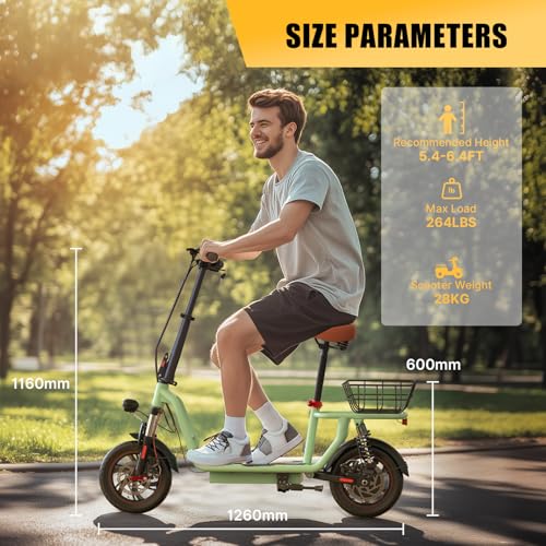 Electric Scooter with Seat, Long Range, Adjustable Handlebar, Dual Suspension V27936