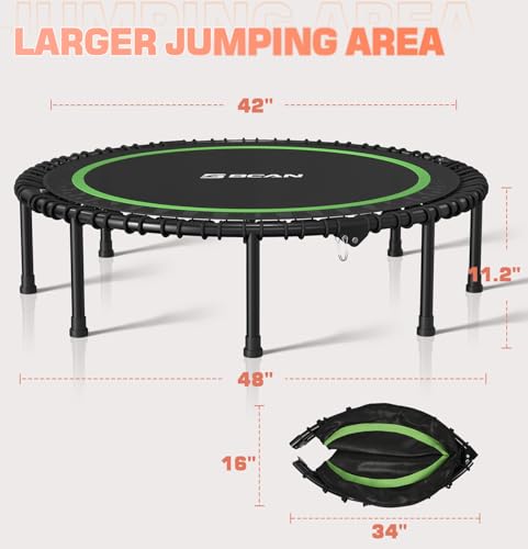 Foldable Mini Trampoline for Adults, 40/48 Inch Indoor Exercise Rebounder N9596