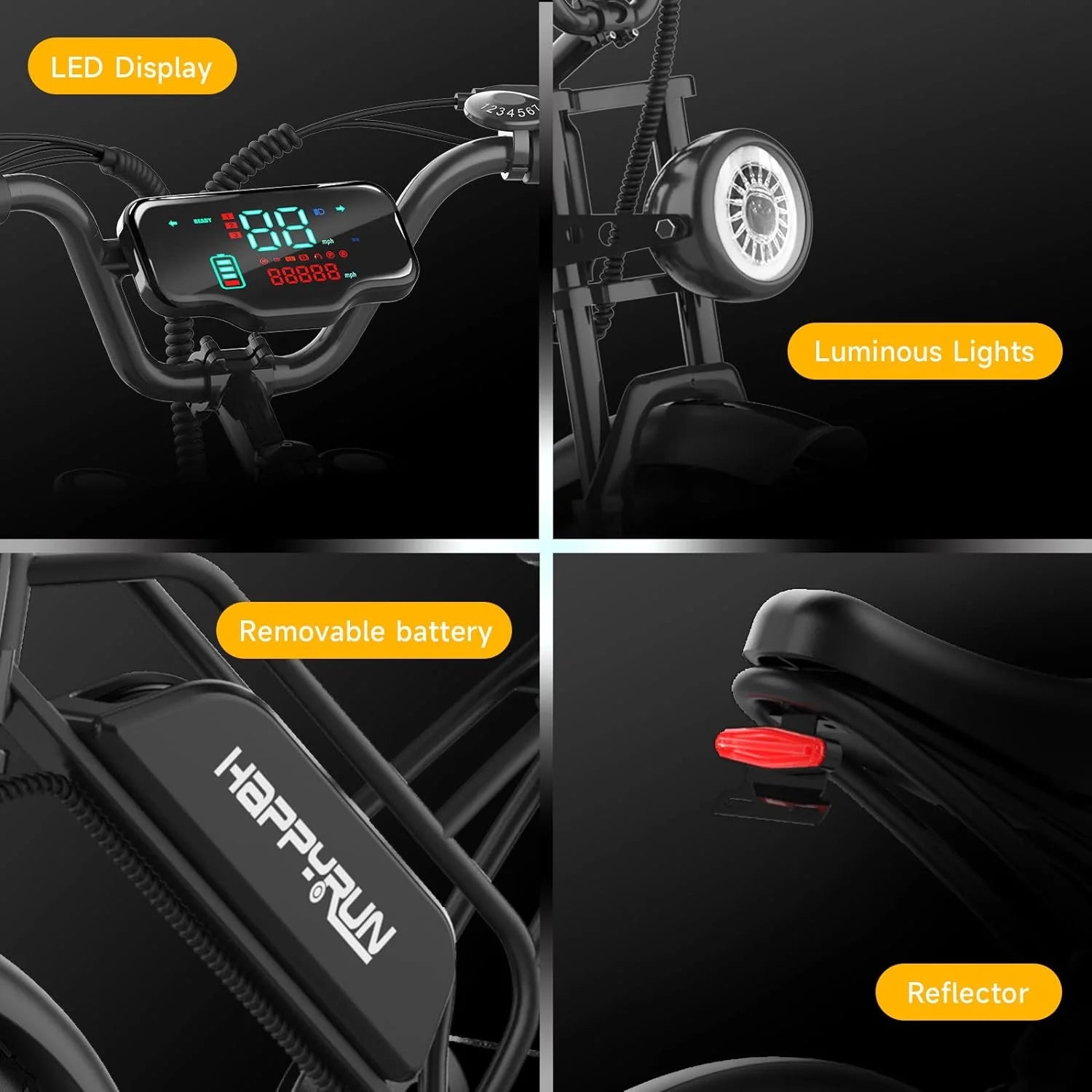 Electric Bike for Adults 20" Fat Tire 1500W Motor 48V 18AH Removable Battery I622