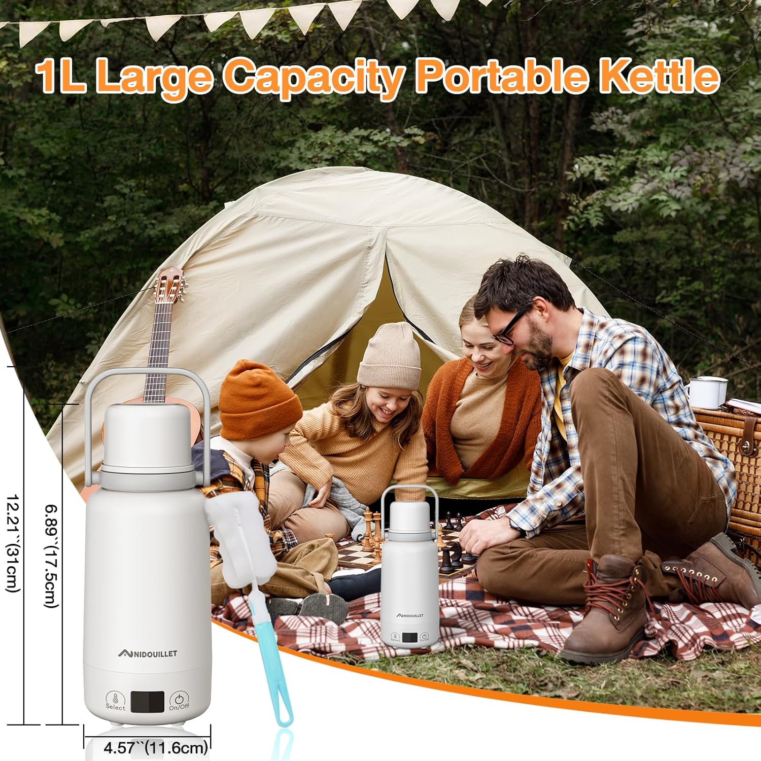 Portable Electric Kettle 1L for Travel Tea Coffee C363