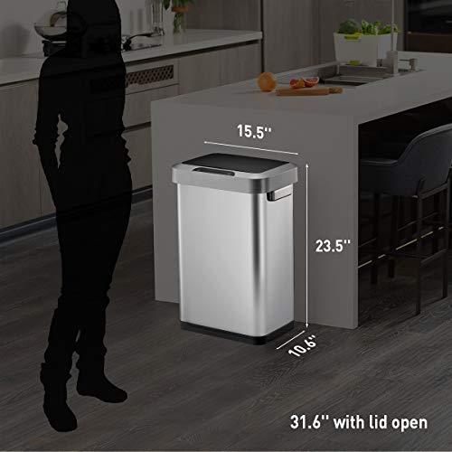 Touchless Motion Sensor Trash Can, 13.2 Gallon, Brushed Stainless Steel A497976