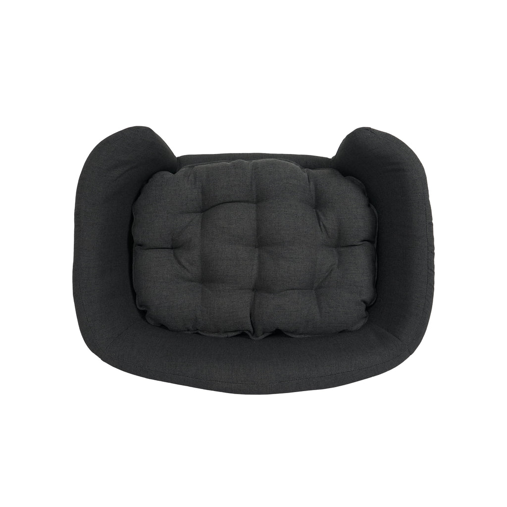 Mid Century Small Plush Pet Bed, Dark Gray and Natural R30939
