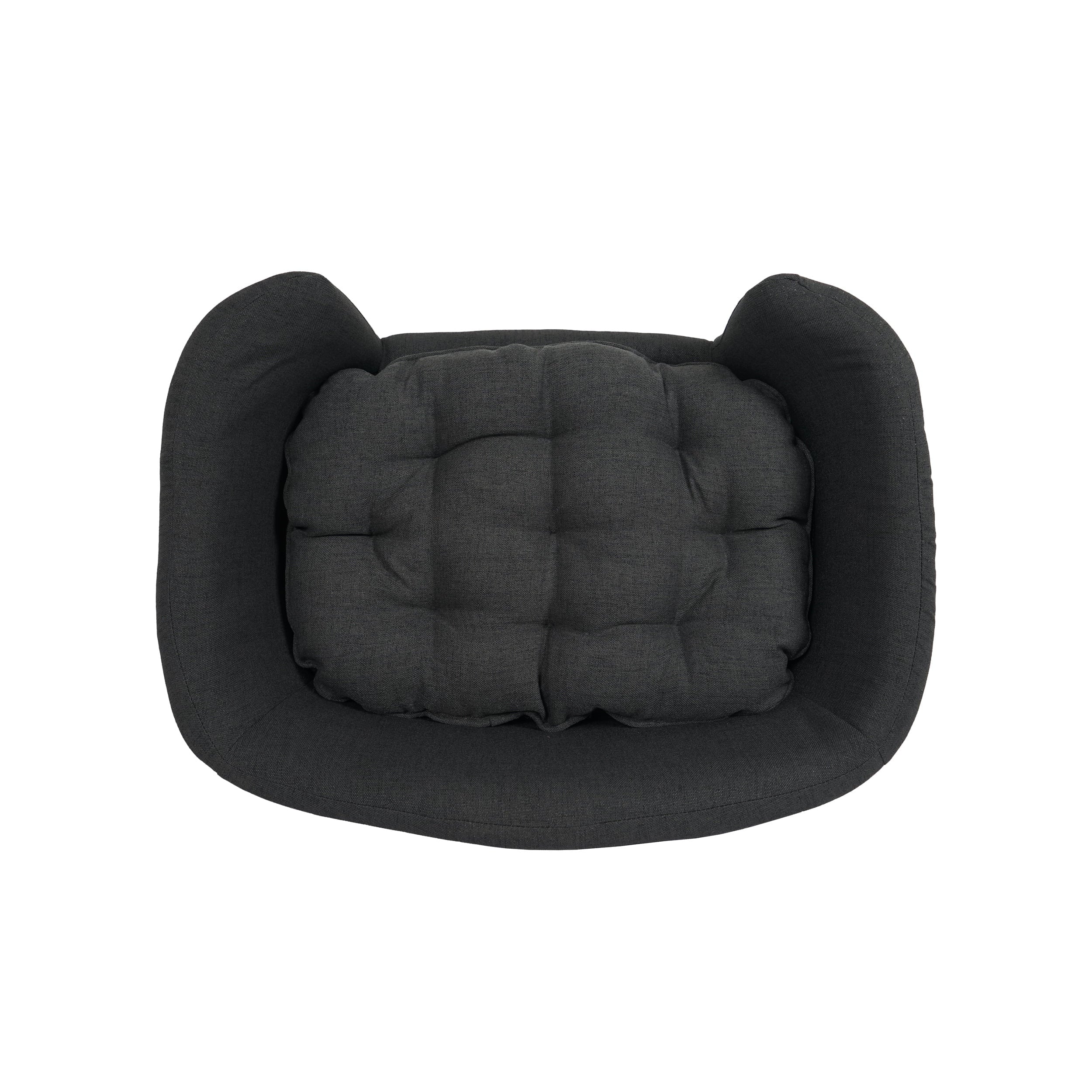 Mid Century Small Plush Pet Bed, Dark Gray and Natural R30939
