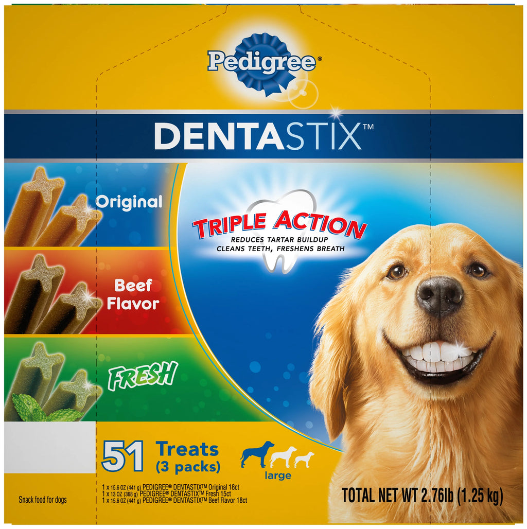 Dental Treat for Dog, Beef, Chicken & Mint Flavor, 51 Count J670725