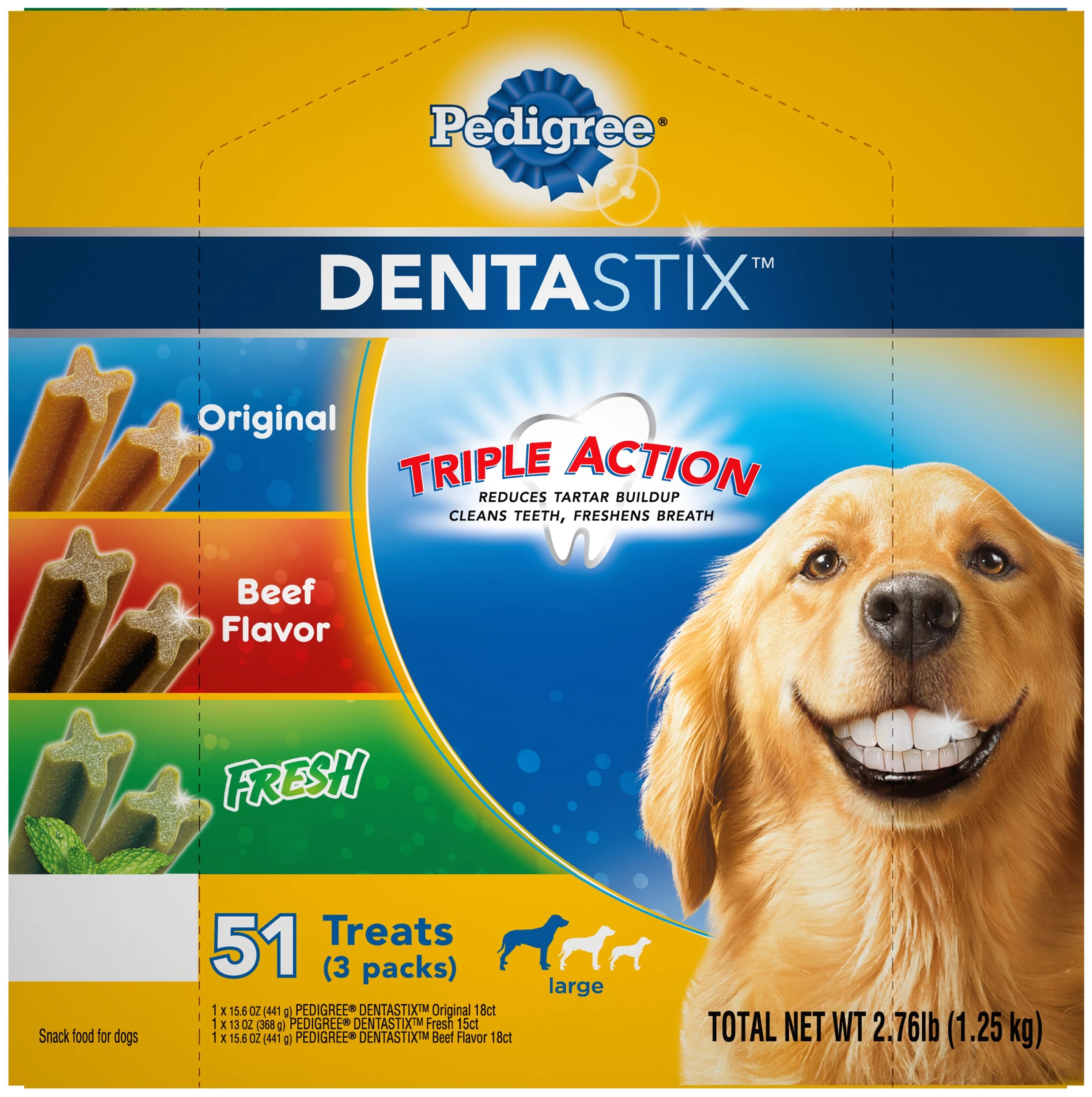 Dental Treat for Dog, Beef, Chicken & Mint Flavor, 51 Count J670725