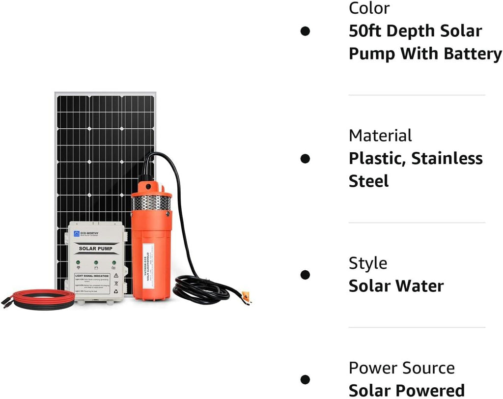 Solar Well Pump Kit with Battery Backup, 12V Water Pump and 120W Panel K865