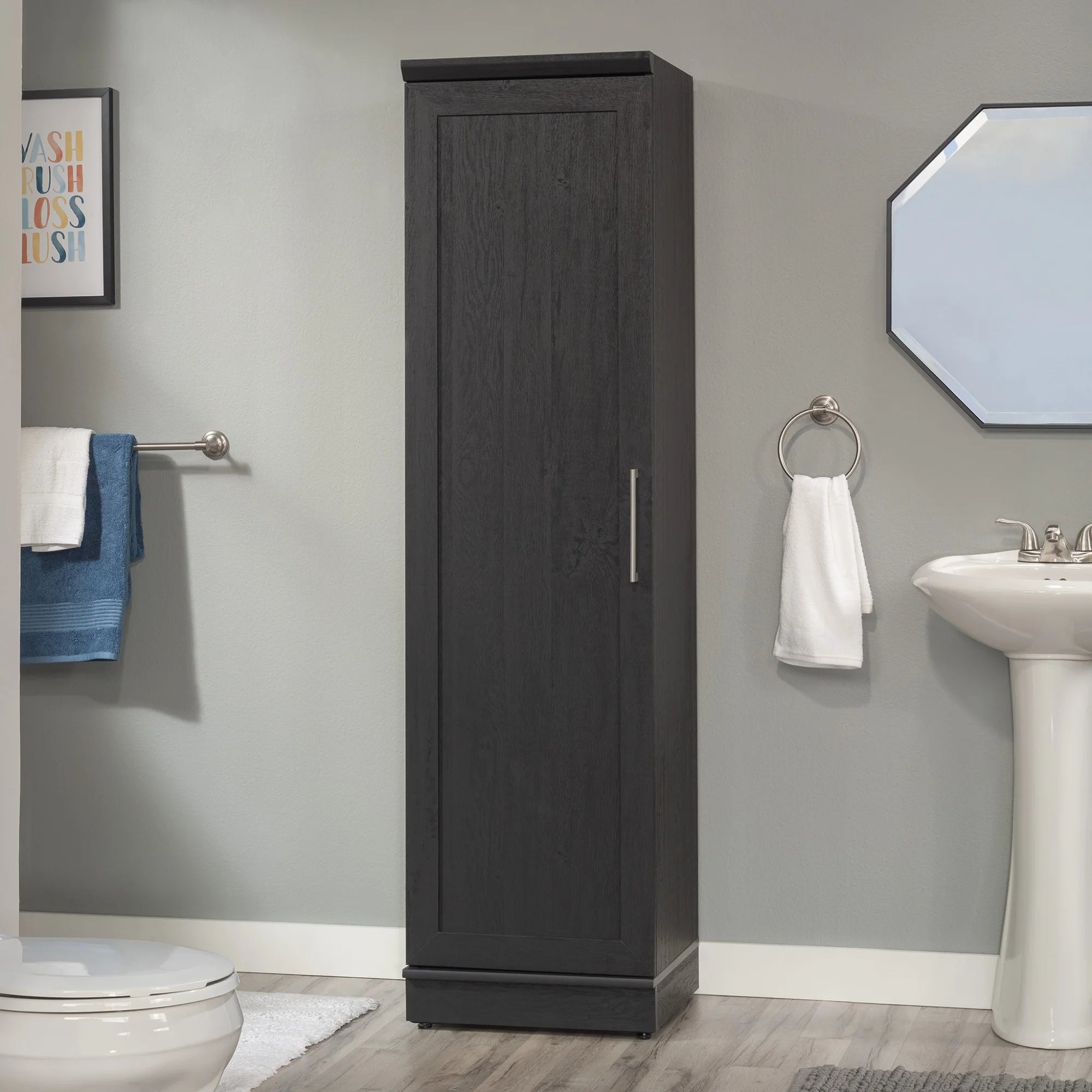 Single Door Pantry in Raven Oak Finish C275