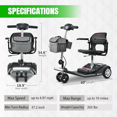 Folding Electric Mobility Scooter for Adults with Detachable Battery U226274