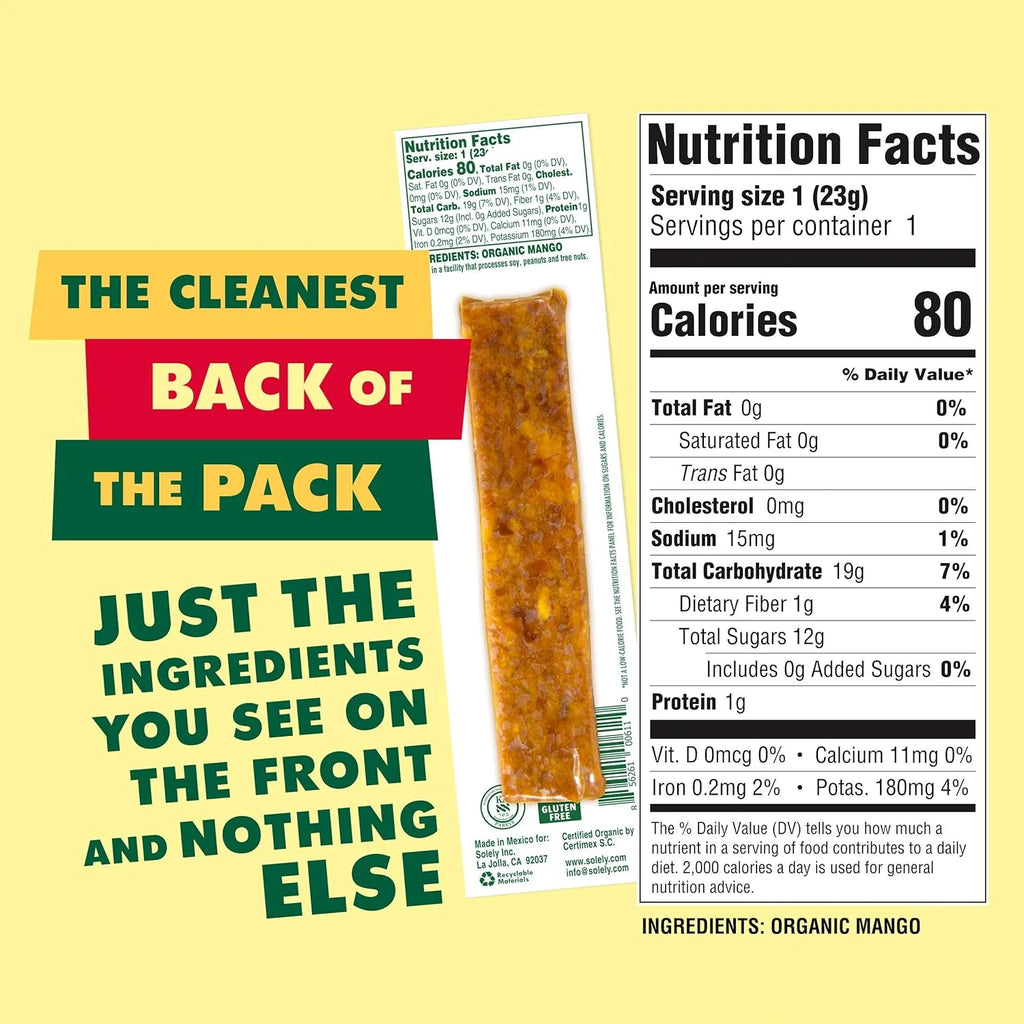 Organic Mango Fruit Jerky Snack, 0.8 oz Sticks, 12-Pack F601