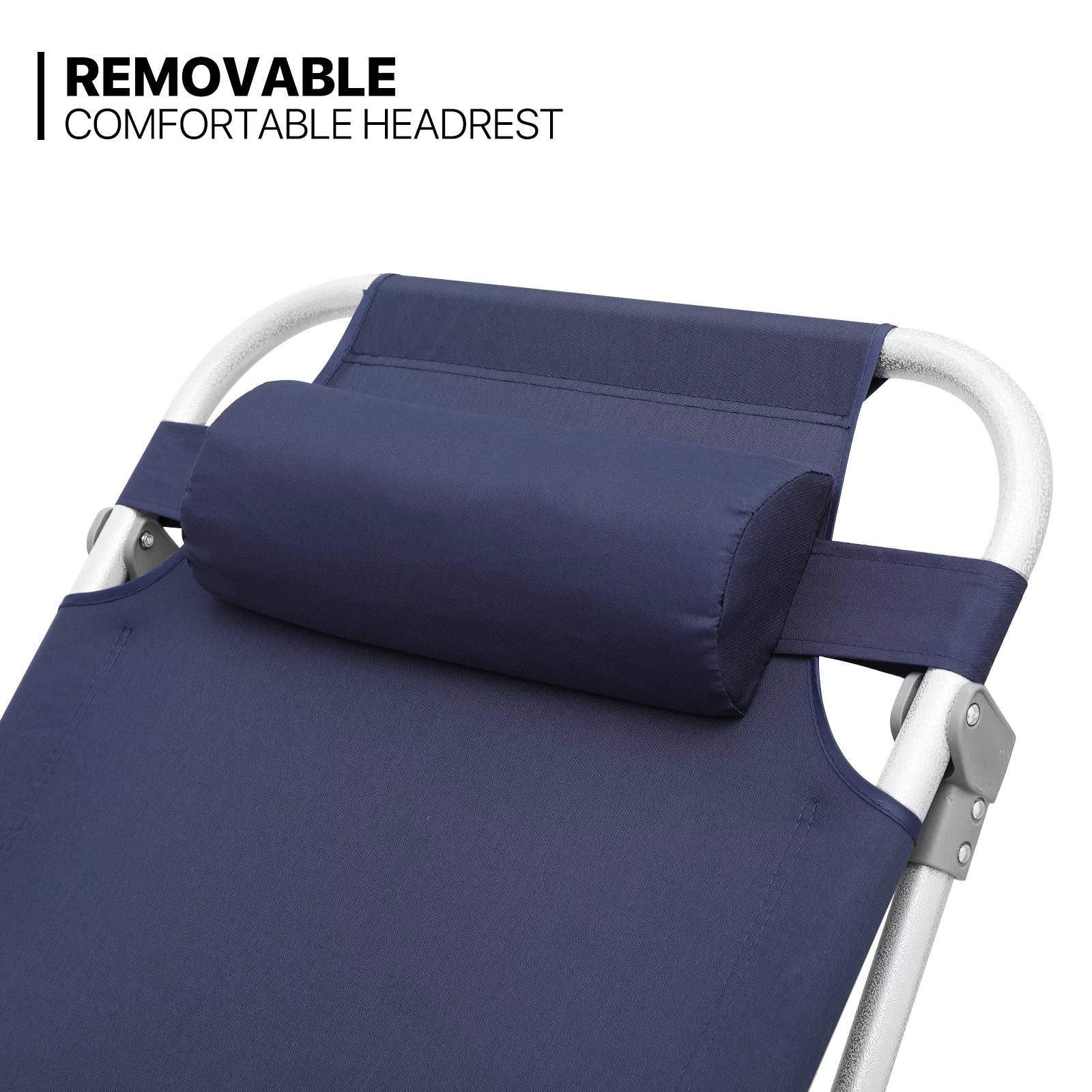 Portable Folding Bed Reclining Lounger Camping Cot with Pillow and Carry Bag J26660