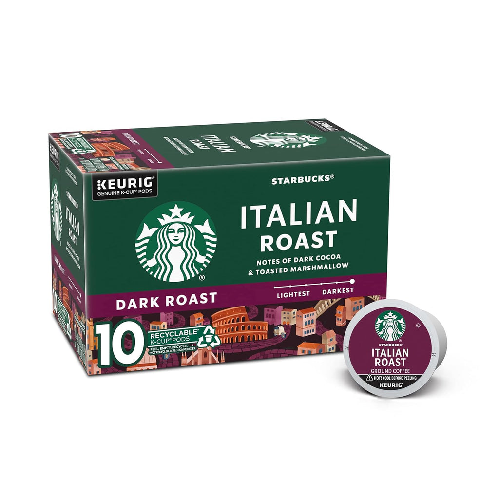 Starbucks Dark Roast K-Cup Coffee Pods — Italian Roast for Keurig Brewers — 1 box (10 pods)