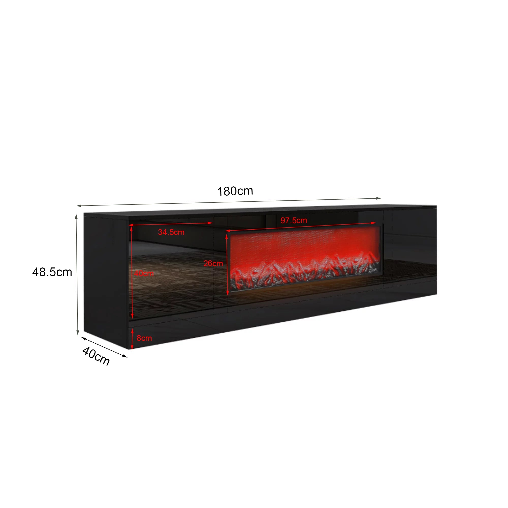 Electric Fireplace TV Stand with Wood Texture, High Glossy Finish H328340