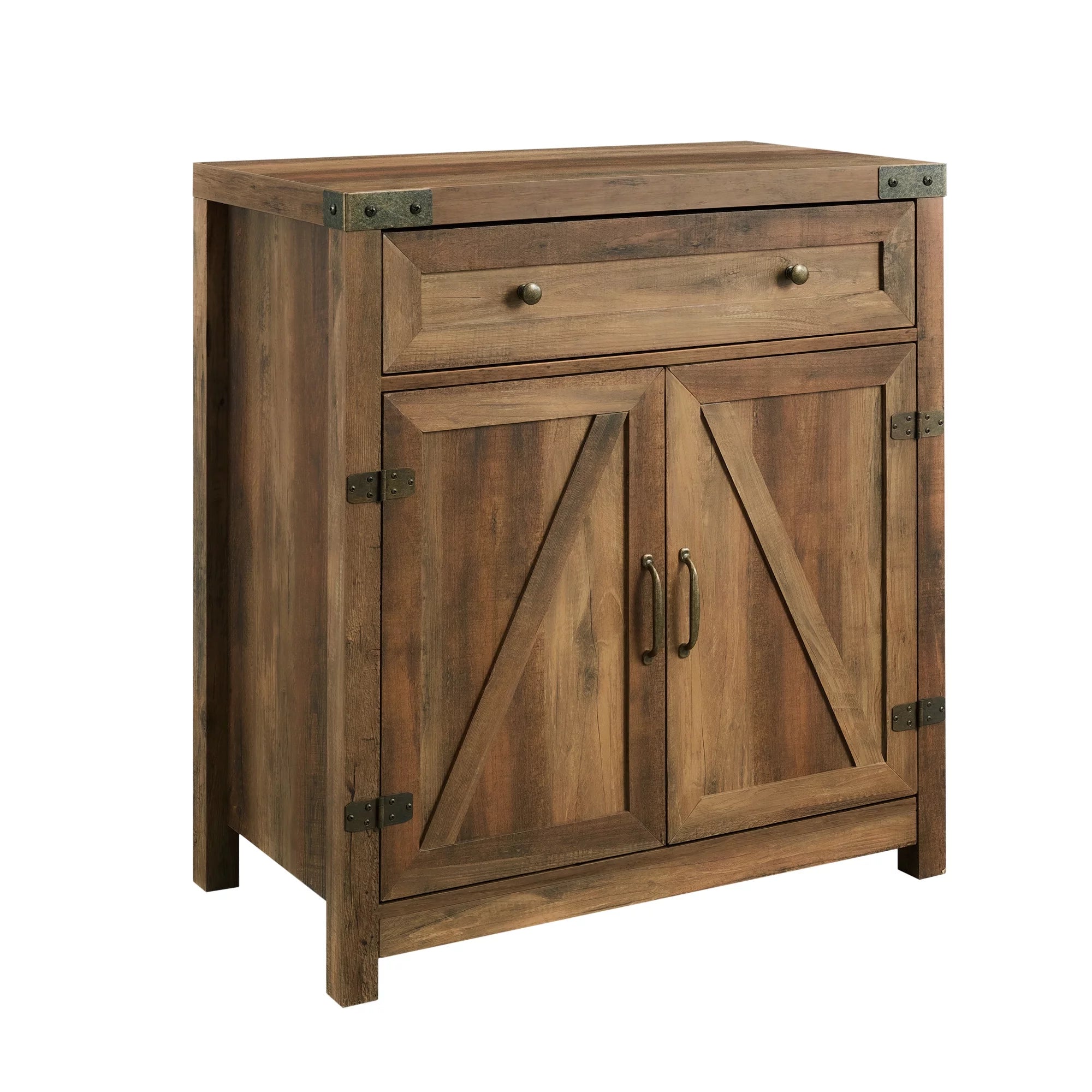 Farmhouse Barn Door Accent Cabinet, Reclaimed Barnwood E405888