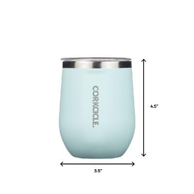 Insulated Stemless Wine Glass Tumbler, 12 oz, Stainless Steel, Powder Blue X9797