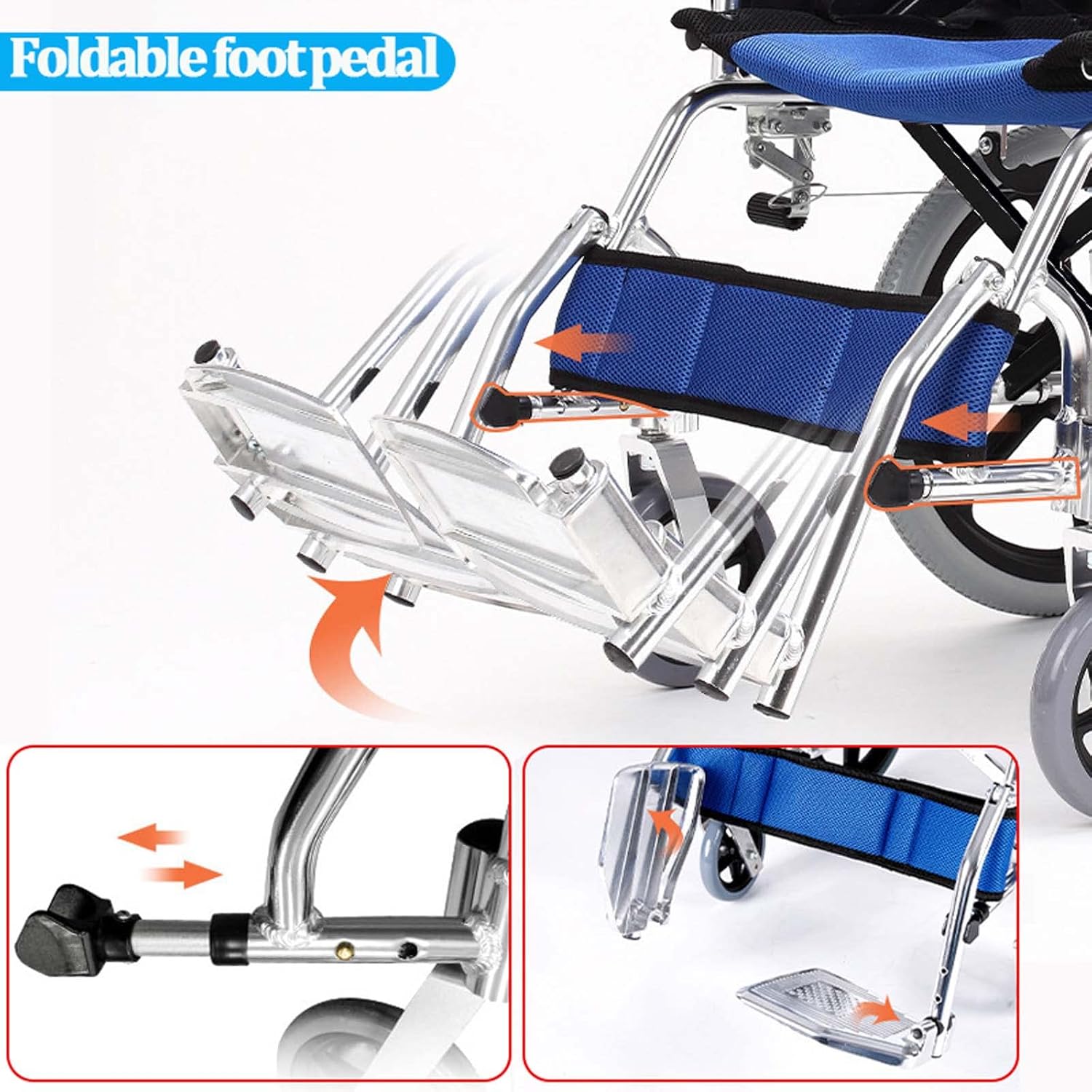 Lightweight Folding Transport Wheelchair with Handbrakes and Swing-Away Footrest J435643