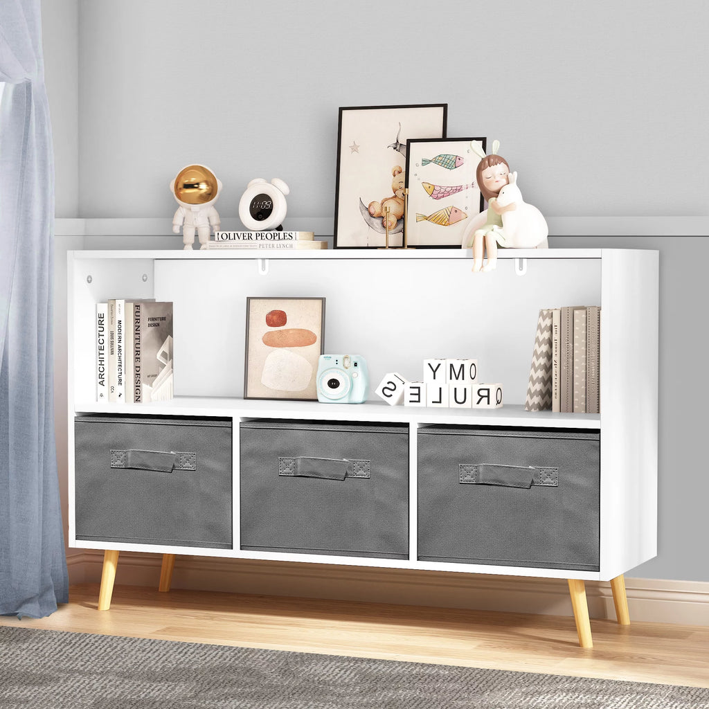 Kids Toy Storage Cabinet with Fabric Drawers Q16707