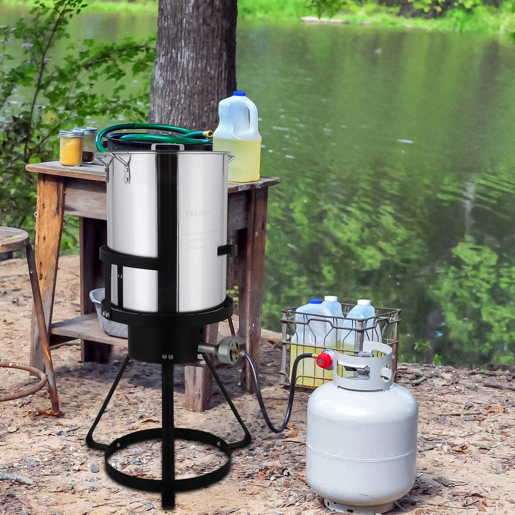 Turkey Fryer 30 Qt Cooker Set with Tripod Stand and Gas Burner S2157