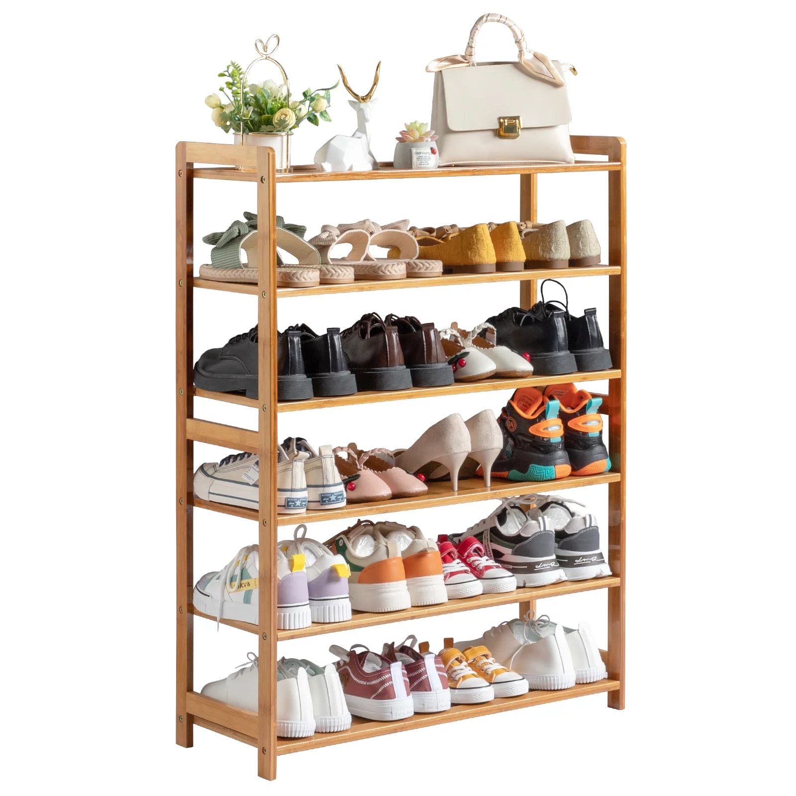Bamboo Shoe Storage Rack 6-Tier, Holds 18-24 Pairs T72710