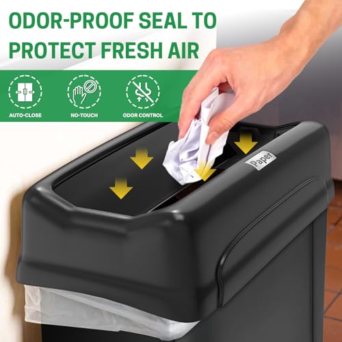 Swing Lid Trash Can, Heavy Duty Plastic, 16/23 Gallon, Pack of 2 A839904