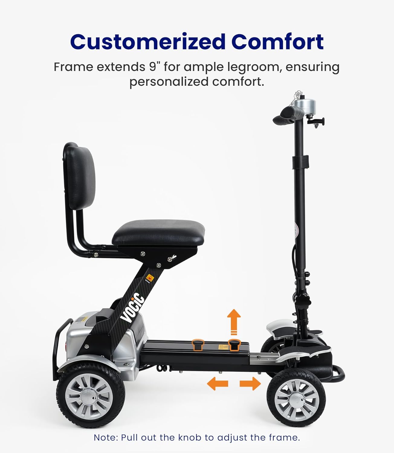 Carbon Fiber Powered Mobility Scooter for Seniors Adults, 4 Wheel Folding Electric Scooter with Seat B629