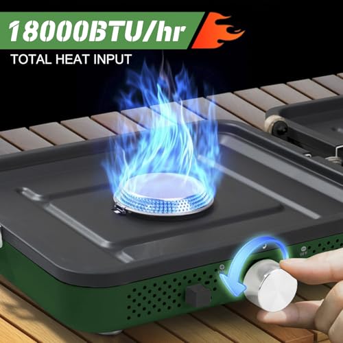 Foldable 2-Burner Camping Stove with Griddle and Carrying Bag Z769
